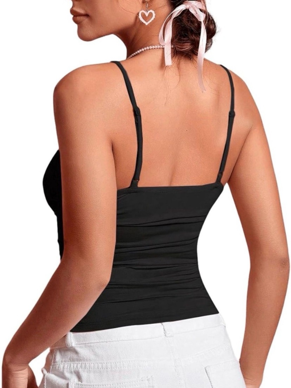 Black Lace V-Neck Camisole Tank Top - Women - Picture 3 of 6